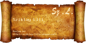 Sziklay Lili névjegykártya